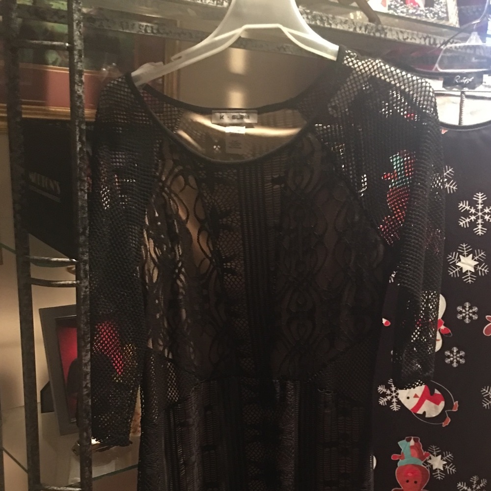 Fish net covering dress